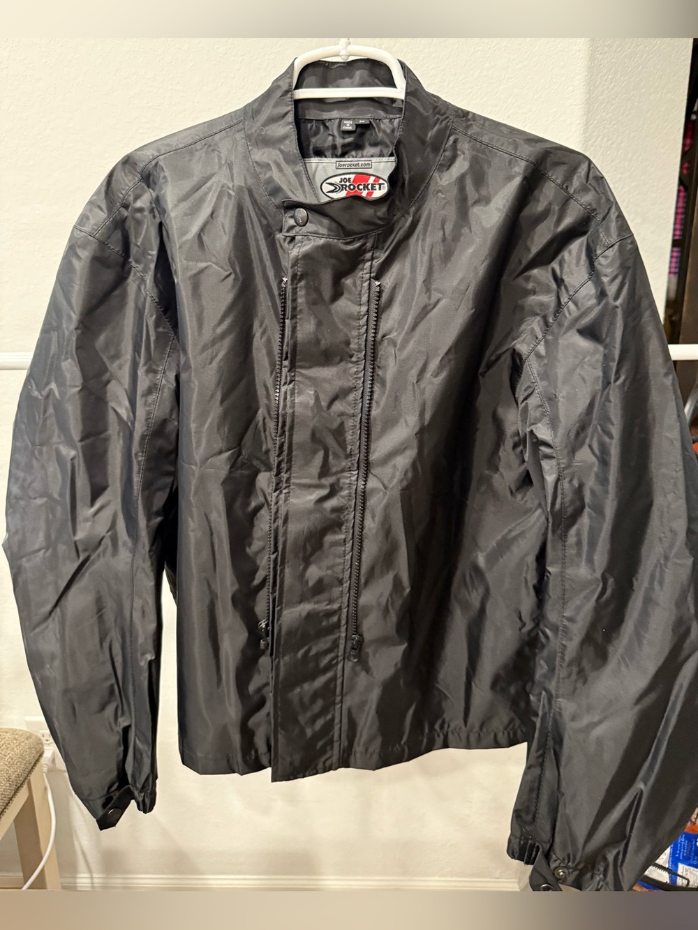 Joe Rocket Black Windbreaker Jacket with Snap Collar